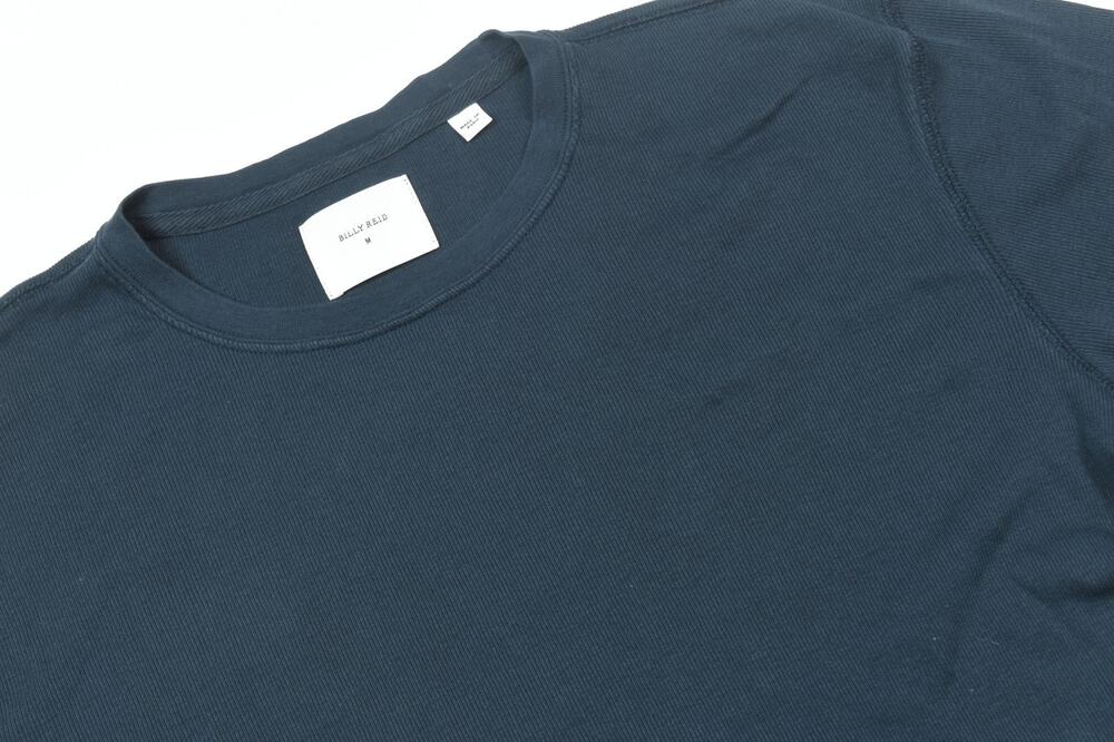 Billy Reid Ribbed T-Shirt Mens Medium Blue Short Sleeve Cotton Crew Neck